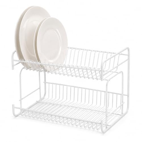 Delfinware 2013W White 2 Tier Small Plate Rack