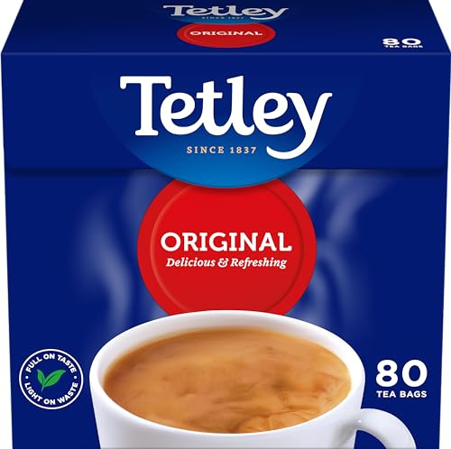 Tetley Original Black Tea Bags - Full Flavoured British Brew - Perfect for Breakfast or Anytime - Rainforest Alliance Certified - 80 Teabags (1 Pack)