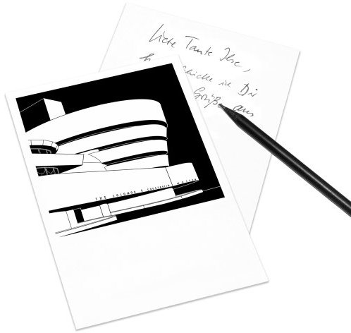 5er-Set Postkarte DIN A6 Stadtgrafiken im Retro-Stil - Motiv: New York, Guggenheim-Museum