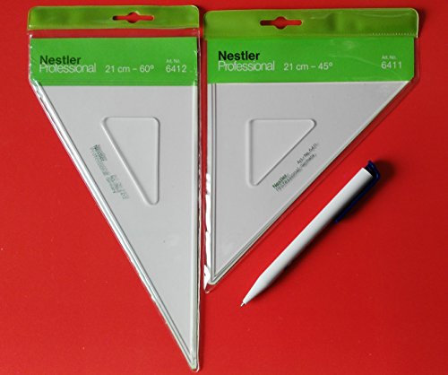 2x TZ-Geometrie Dreiecke mit Tuschkante 30-45-60-90° NESTLER 6411; 6412