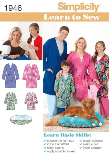 Simplicity 1946Learn to Sew Child's Teen's & Adults' Robe, Paper, White, A (XS-L/XS-XL)