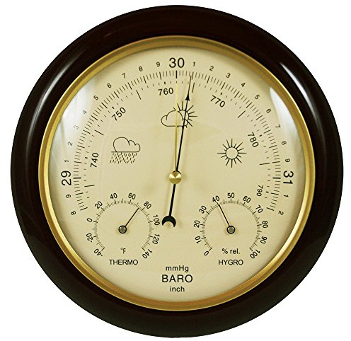 Ambient Weather WS-YG302A WS-YG302-Y Cherry Finish Traditional Barometer with Temperature and Humidity (Beige Dial)