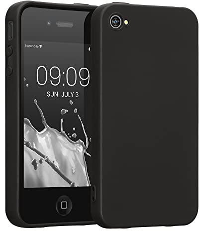 kwmobile Hülle kompatibel mit Apple iPhone 4 / 4S Hülle - weiches TPU Silikon Case - Cover geeignet für kabelloses Laden - Schwarz
