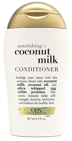 OGX Nourishing Coconut Milk Conditioner (88,7ml) feuchtigkeitsspendende Haarspülung in Reisegröße mit Kokosmilch, Kokosöl & Protein für trockenes Haar