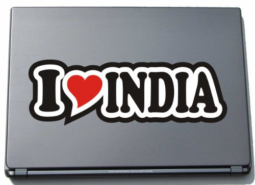 Laptopaufkleber - Laptopskin - JDM - Die Cut - Aufkleber - Herz - 297 mm I Love India