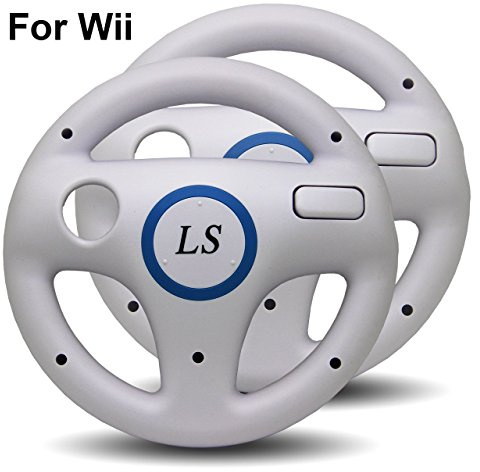 2x Nintendo Wii Lenkrad WEISS WEIß white Mario Kart Controller Zubehör Wheel