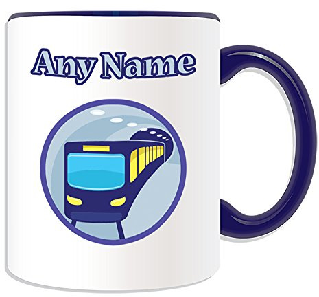 Personalised Gift - London Tube Mug (Transport Design Theme, Colour Options) - Any Name / Message on Your Unique - Driver Vehicle Automobile City Public Track Railway Metrolink Metro Underground Train Subway