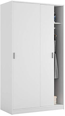 Habitdesign Armario 2 Puertas Correderas, 200x100x50 (AltoxAnchoxFondo - en cm). Ropero 2 Puertas Correderas, Color Blanco Artik
