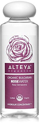 Alteya Organic Eau de rose bulgare 250ml - Certifiée 100% organique USDA, Pure, naturelle, bio et authentique, Eau florale distillée à la vapeur à partir de pétales fraiches de fleurs de Rosa