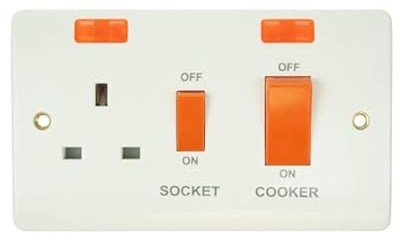 Click Mode 45A Cooker Switch With 13A Switched Socket Outlet With Neons CMA205