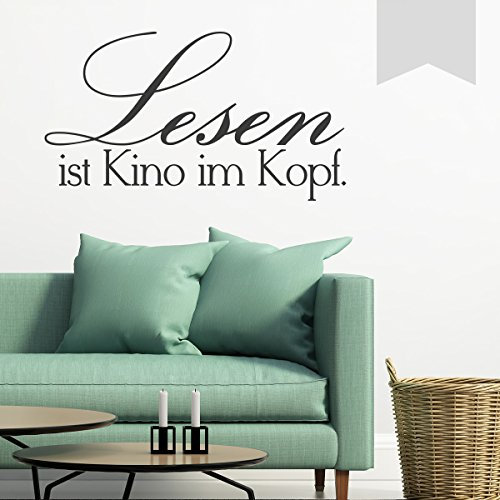 WANDKINGS Wandtattoo Lesen ist Kino im Kopf 50 x 28 cm schwarz - erhältlich in 33 Farben