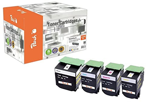 Peach L54 Spar Pack Tonermodule XL (BK, C, M, Y) ersetzt Lexmark C540H2 für z.B. Lexmark C 540 N, Lexmark C 543 DN, Lexmark C 544 DN, Lexmark C 544 DTN, Lexmark C 544 DW, Lexmark C 544 N