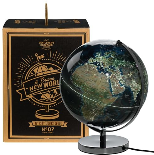 Gentlemen's Hardware Nr. 07 30,5 cm beleuchtete Globus-Lampe, Farbe blau, eine raffinierte Ergänzung für Ihre Wohnkultur.