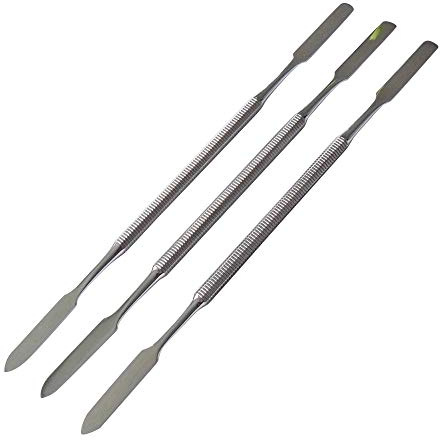 3x Spatel, 8-Kant Griff, zweiendig, Länge 18 cm, rostfreier Edelstahl | Cremespatel, Salbenspatel, feiner Zement Spatel
