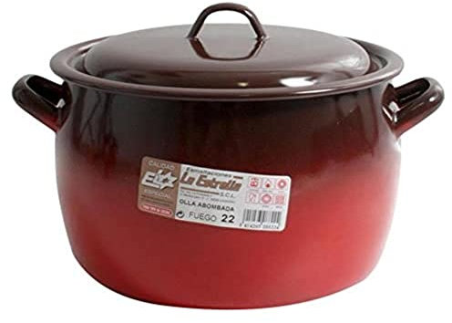Esmaltaciones La Estrella Fuego - Olla abombada con tapa, 22 cm, 6,4 L