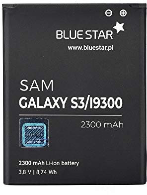 Blue Star Premium - Li-Ion Lithium Akku 2300 mAh Kapazität Schnellladung 2.0 Kompatibel mit dem Samsung Galaxy S3, Schwarz
