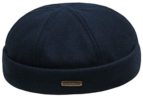 Sterkowski Docker Mütze | Wolle Beanie Kappe für Herren und Frauen | Docker Cap Leon der Profi Beanie Herren Fahrrad Mütze Kapitänsmütze Herren Wintermütze Herren Outdoor Hut 56 cm Marinenblau