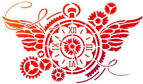 Universal Schablone Steampuk Uhr stencil clock A5 vintage shabby upcycling