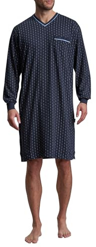 Götzburg Herren Nachthemd, langarm, Baumwolle, Single Jersey, navy, minimal
