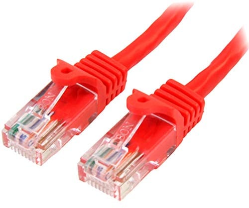 StarTech 2m Cat5e Snagless Ethernet Cable, PoE, Red (45PAT2MRD) | Gold-plated RJ45, Patch Cable, Ethernet Cord, UTP, 24AWG copper, 5Gbps