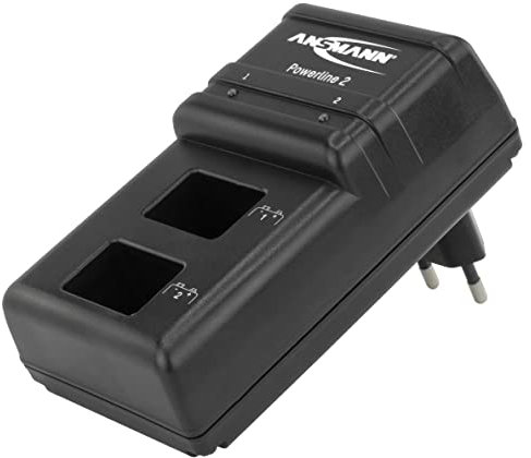 ANSMANN Cargador Powerline 2 de baterías recargables Ni-MH - Para pilas de petaca de 9V - Con 2 ranuras - Carga pilas por separado