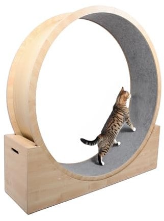 Elmato Katzenlaufrad Simba L & XXL ca. 120 cm / 140 cm in weiß/beige & grau/meliert (grau meliert, 140 cm)