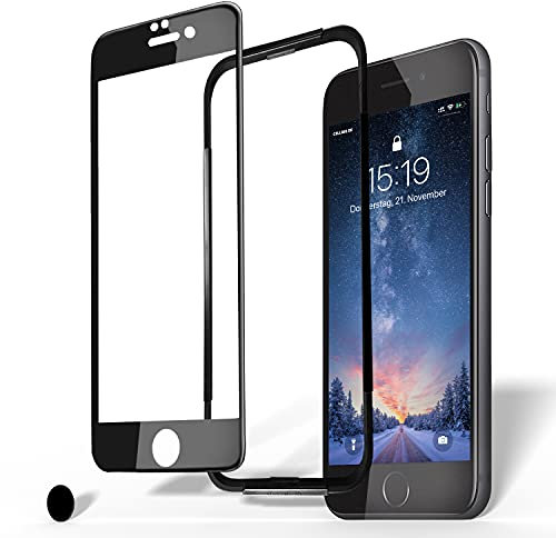CellBee Panzerglas für iPhone 6/6S Plus Panzerglasfolie Curved inkl. Applikator Panzerfolie Home Button Premium Full Cover 4D Schutzfolie Displayschutz Schwarz