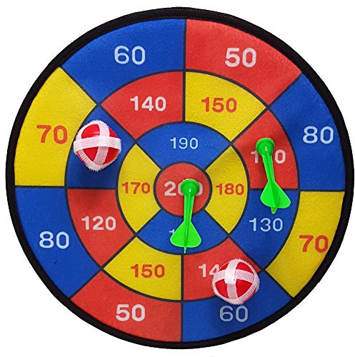 Land-Haus-Shop® Dartscheibe 29cm mit Klettband Dart Spiel Klett Scheibe je 2 Bälle und 2 Pfeile