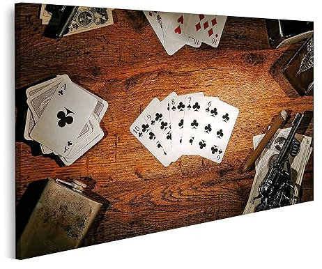 islandburner Bild auf Leinwand American West Legend Old Poker Gamer Zocken Bilder Wandbilder Poster