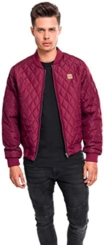 Urban Classics Diamond Quilt-Giacca in Nylon, Bordeaux, L Uomo
