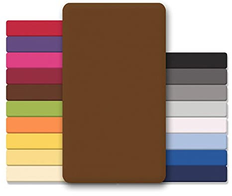 CelinaTex Jersey Topper Spannbettlaken Lucina Doppelpack 90x200-100x200cm Schoko braun 100% Baumwolle gekämmt bis 12cm Matratzenhöhe Oeko-TEX