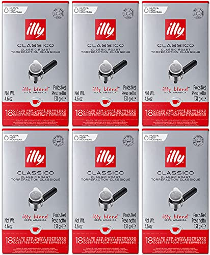 Illy Caffè espresso Arrosto medio 18 cialde (confezione da 6) Rosso