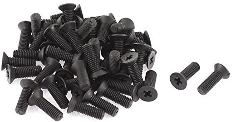 sourcingmap M5 x 12 mm tête fraisée cruciforme nylon noir vis 50pcs