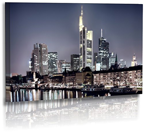 Premium - Acrylglas - Architekturfotografie - Städte - Frankfurt - Bilder - Wolkenkratzer - Skyline - Wandbilder XXL - Bild - Stadt - Architektur - Acrylglasbild - Glasbild (140 cm x 80 cm)