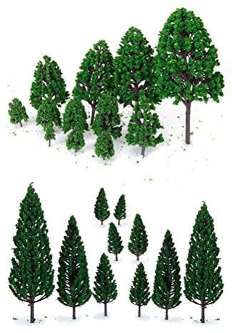 NUOLUX 22pcs grün Mini Baum Set für Architekturmodelle architektonische Landschaft Modell Bäume Miniatur Architektur Landschaftsmodell Bäume mischwald