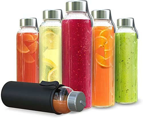 Chef’s Star Bouteilles en verre, bouchon en acier inoxydable, avec dragonne, 532 ml environ, lot de 6