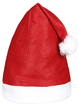 Alsino 12 Stück Premium Weihnachtsmützen Nikolausmützen Weihnachtsmann Mütze Größe: 40 x 31 cm Wm-32 weisser Rand mit Bommel