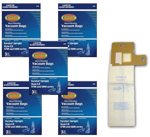 15 Eureka type LS sanitaire Sacs aspirateur, Litespeed Sac Droit, emballées, Boss Signature Genesis, Refurb Powerline Limited, sanitaire Commercial aspirateurs, Series 5700 & 5800, 62123 61820 A, Sc5815 a, Sc5713 a