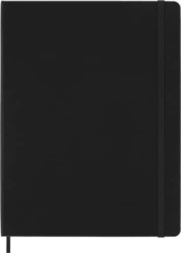 Moleskine Klassisches Notizbuch mit gepunktetem Papier, Hardcover und elastischem Verschluss, Farbe Schwarz, Größe Extra Groß 19 x 25 cm, 192 Seiten