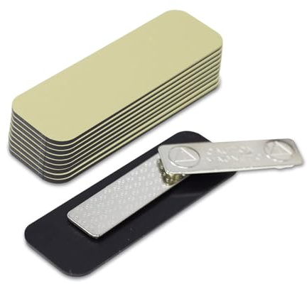 Namensschild-Rohlinge, 10 Stück, gebürstetes Gold, 2,5 x 7,6 cm, runde Ecken, magnetische Rückseite