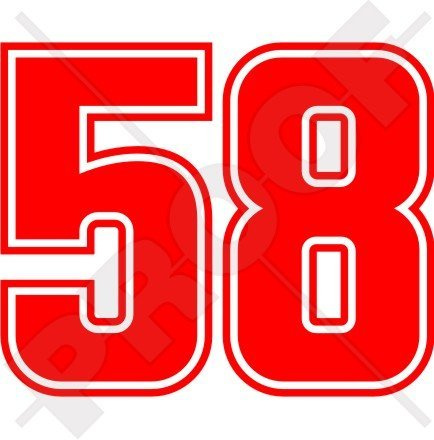 Marco Simoncelli 58 Motorradrenn 2 Zoll (50 mm) Vinyl-Aufkleber für Motorrad Helm – 22 Farben zur Auswahl
