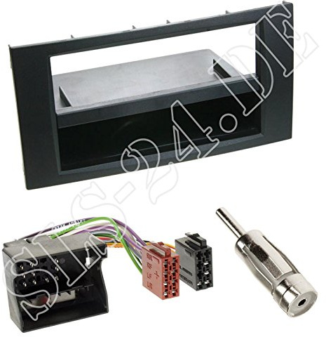 Set: 1-DIN Radioblende Radio Blende mit Fach + Quadlock Radioadapter geeignet für Ford C-Max (DM2) Facelift 2007-2010 / Focus (DA3) 2004-2007 / Fiesta (JD3) 2005-2008 / Fusion (JU2) 2005-2007