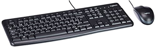 Logitech MK120 Kabelgebundenes Set mit Tastatur und Maus für Windows, Belgisches AZERTY-Layout - Schwarz