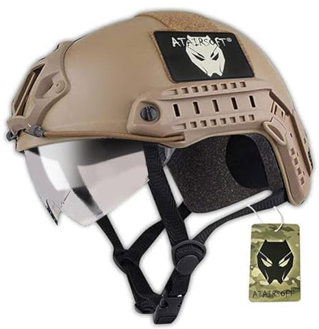 ATAIRSOFT Taktisch Armee Militär Stil SWAT Kampf MH Typ Schnelle Helm Airsoft Paintball Jagd CQB Schießen Getriebe mit Goggles DE