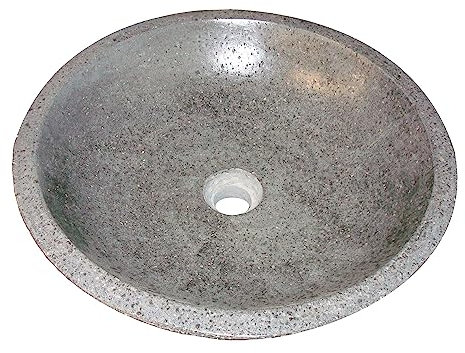 ONDÉE, Vasque à poser PETRA, La vasque bol en Terrazzo. Vasque sans trop plein, Livrée sans bonde ni robinetterie, Prévoir l'achat d'une bonde à écoulement libre, Diamètre 44cm, Finition Crème