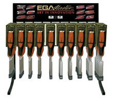 Ega Master 55665 - Displya of 60 Firmer Chisels with Orange-Black Plastic Handle