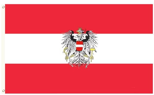 Piersando Fahne Hissflagge Länderflagge Fanartikel Land Flagge mit Metallösen Fussball EM WM Eishockey Handball Basketball Frauen Männer Kinder 2024 Österreich mit Adler 150cm x 90cm