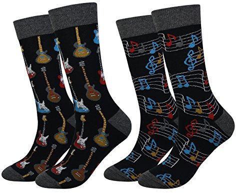 Cansok herren 2/4 pack spaß verrückt neuheit kleid crew socken 11-14 gitarren-musik - 2 paar