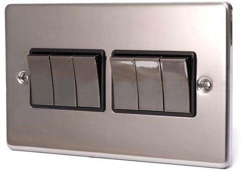BLACK NICKEL 6 GANG 2 WAY 6 AMP LIGHT SWITCH C310BNB