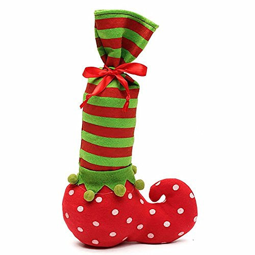 Chaussette de lutin pour Noël en forme de bouteille de vin à remplir de bonbons